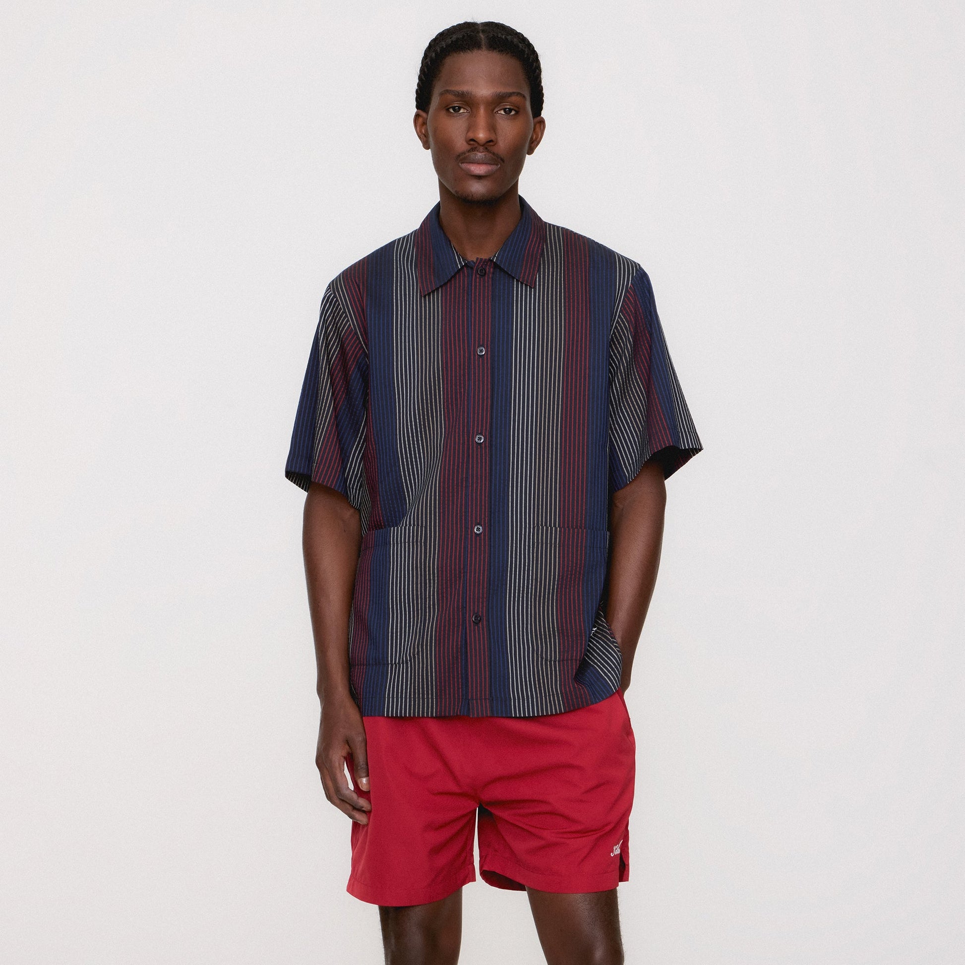 Men Kith Kith Seersucker Boxy Collared Overshirt - Nocturnal