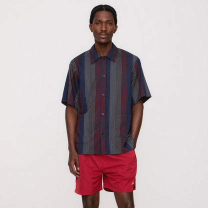 Men Kith Kith Seersucker Boxy Collared Overshirt - Nocturnal
