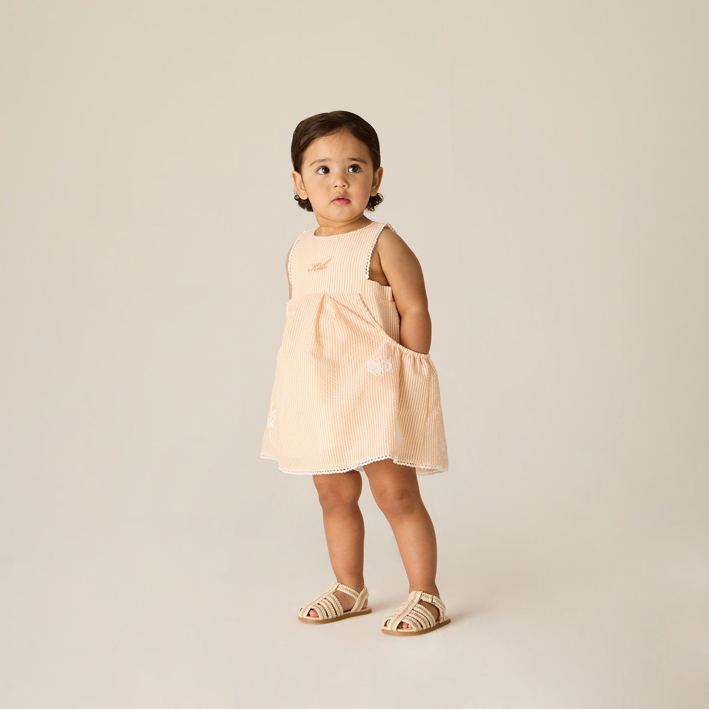 Kids Kith Kith Baby Seersucker Ainsley Dress - Calcite