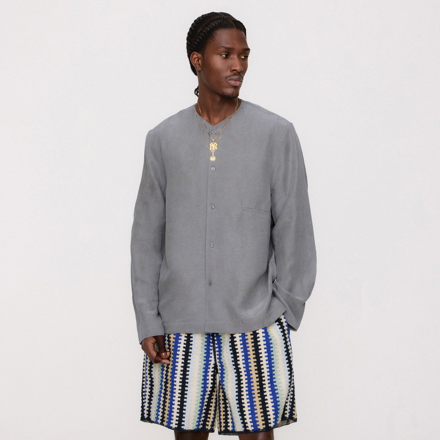 Men Kith Kith Cupro Linen Caelen Shirt - Fin
