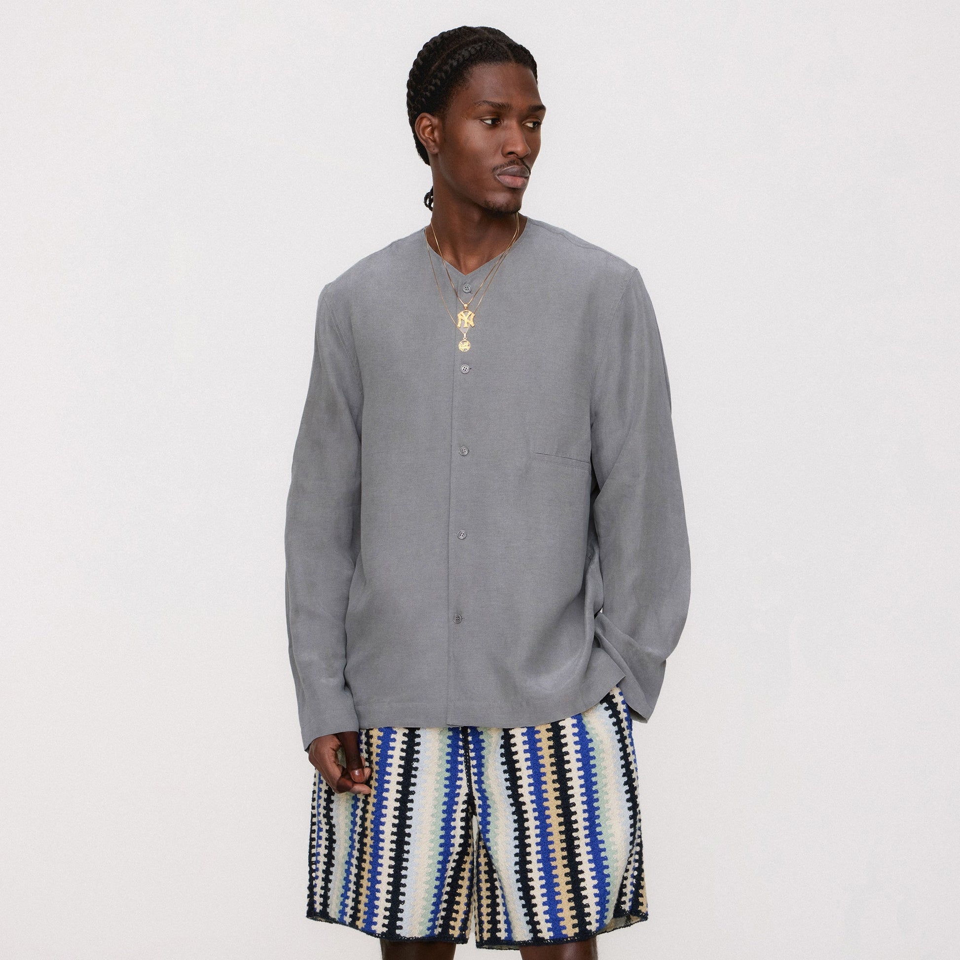 Men Kith Kith Cupro Linen Caelen Shirt - Fin