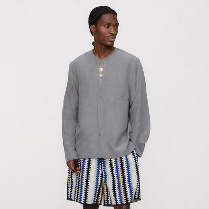 Men Kith Kith Cupro Linen Caelen Shirt - Fin