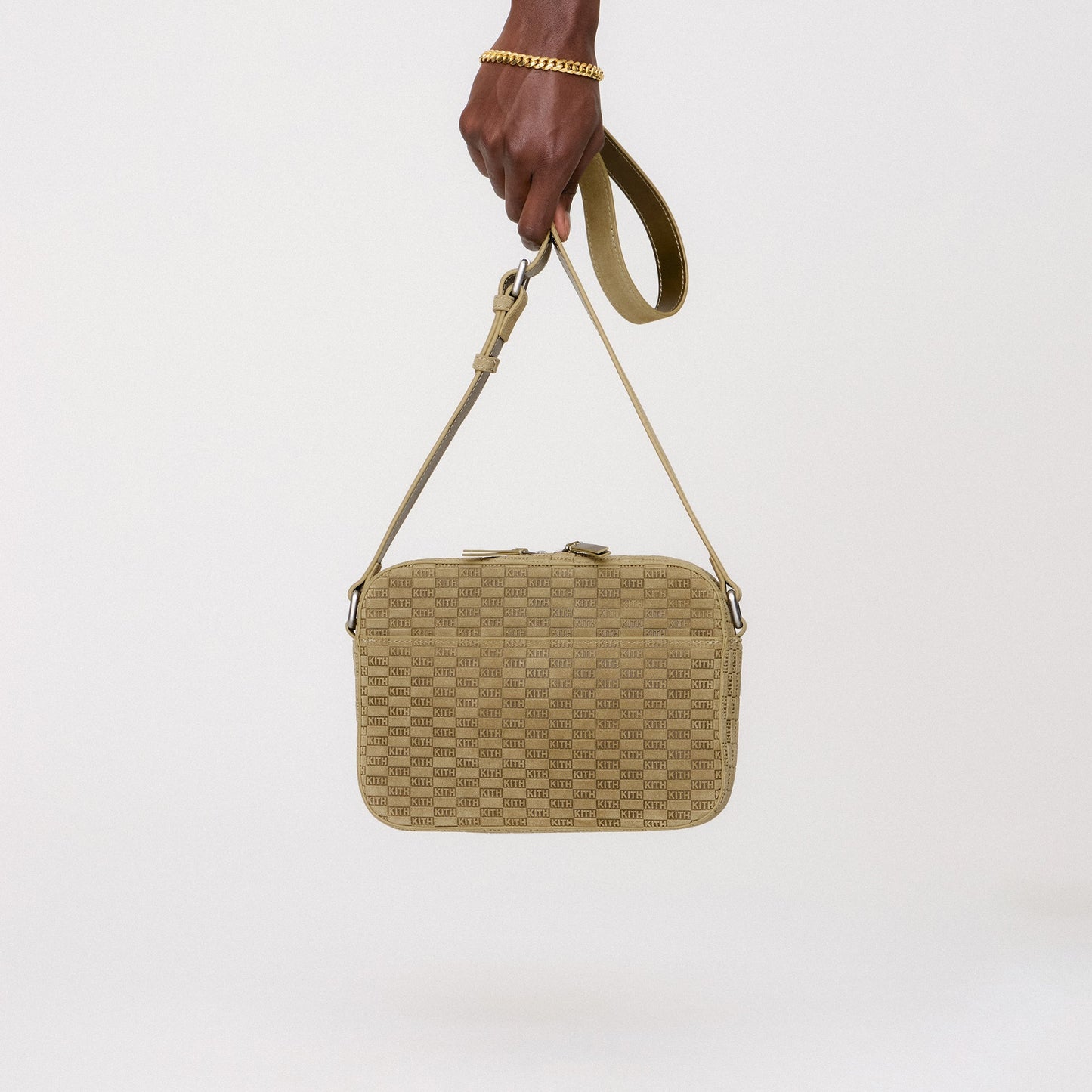 Men Kith Kith Monogram Suede Camera Crossbody - Grit
