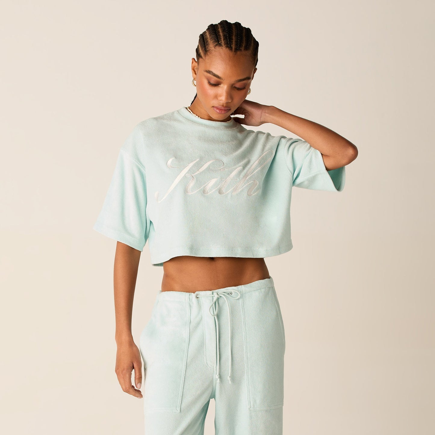 Women Kith Kith Women Min Towel Terry Cropped Tee - Helium