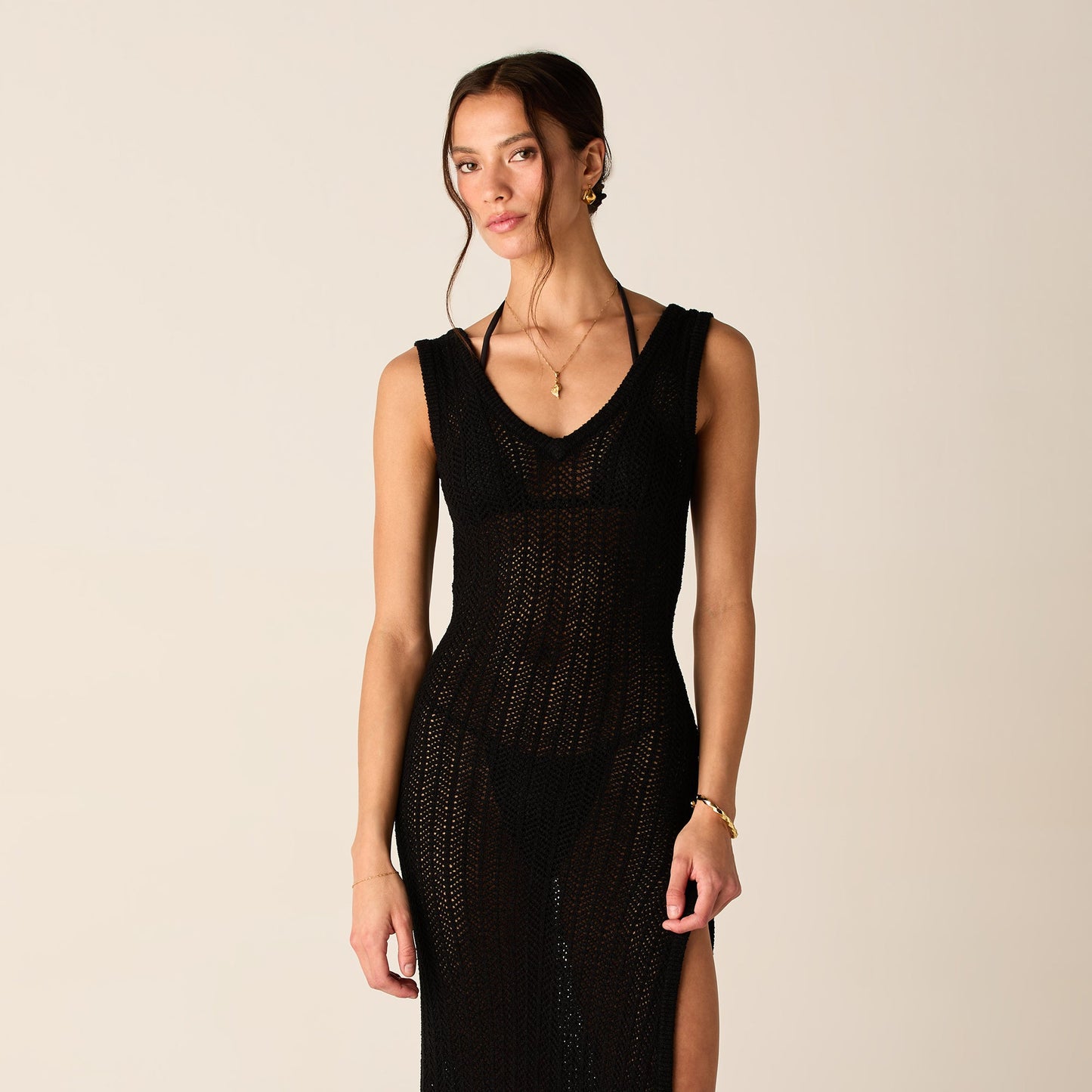 Women Kith Kith Women Monroe Deep V-Neck Dress - Black