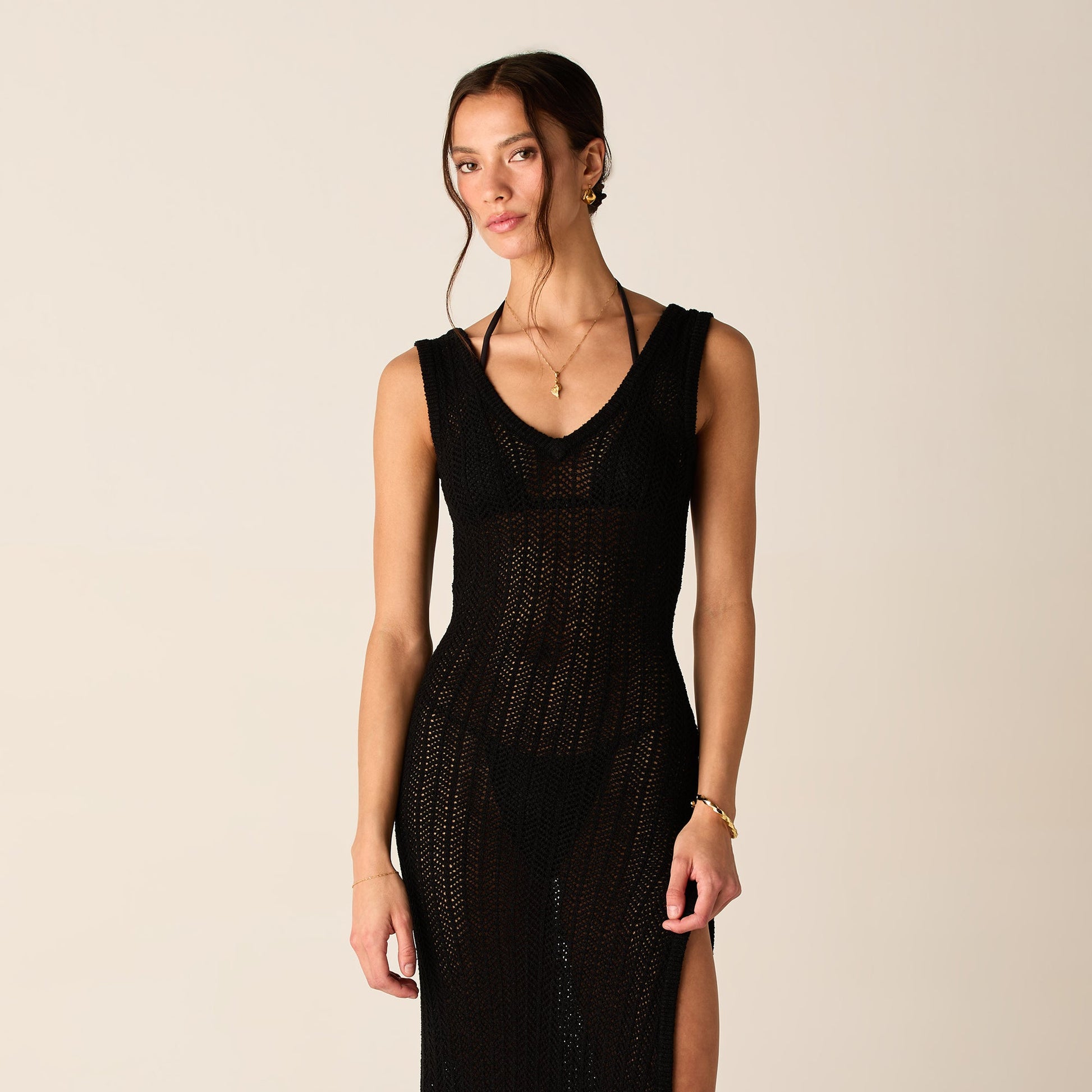 Women Kith Kith Women Monroe Deep V-Neck Dress - Black