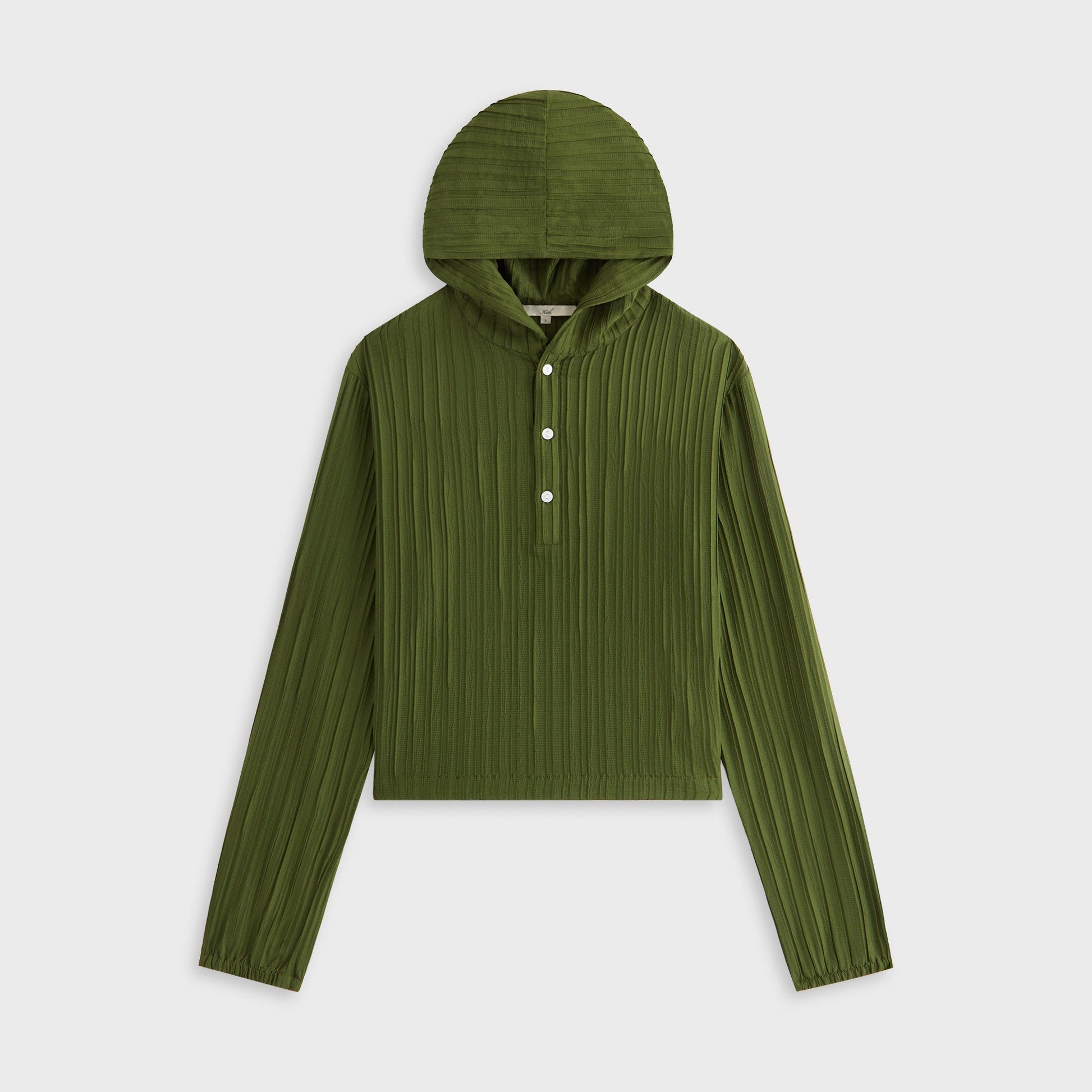 Women Kith Kith Women Umi Plisse Drawstring Hoodie - Kelp