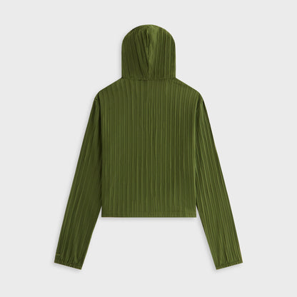 Women Kith Kith Women Umi Plisse Drawstring Hoodie - Kelp