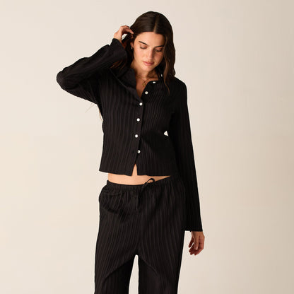 Women Kith Kith Women Elvira Plisse Button Down Shirt - Ink
