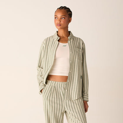 Women Kith Kith Women Ora II Dobby Stripe Shirt - Turf