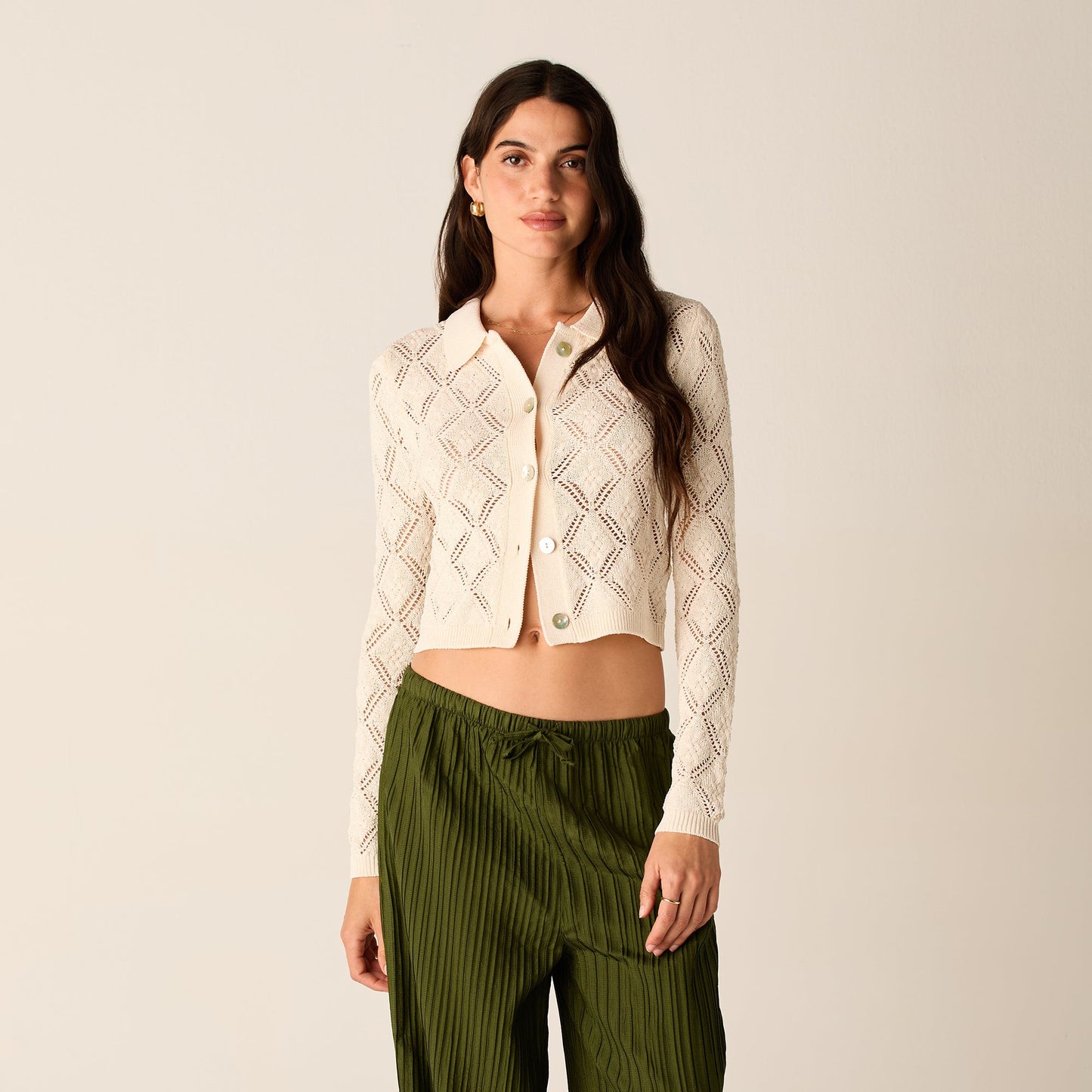 Women Kith Kith Women Tori Crochet Knit Top - Silk