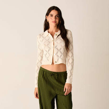 Women Kith Kith Women Tori Crochet Knit Top - Silk