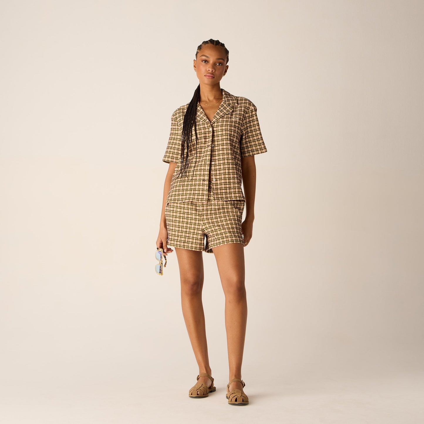Women Kith Kith Women Elena II Bubble Check Shirt - Protea