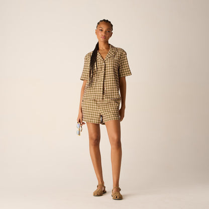 Women Kith Kith Women Elena II Bubble Check Shirt - Protea