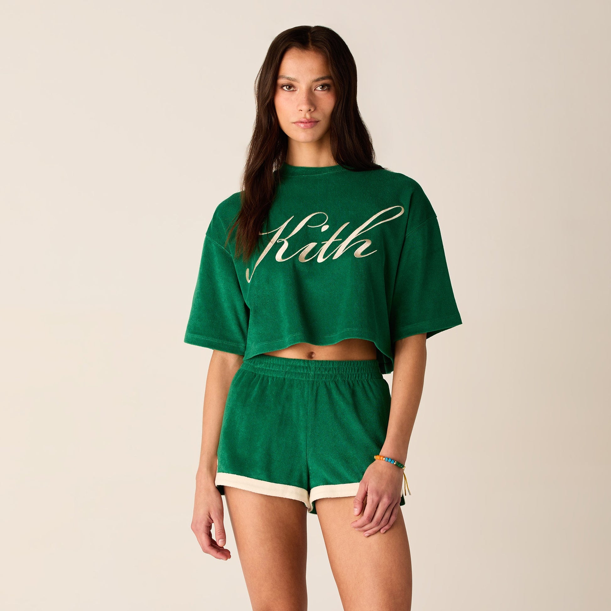 Women Kith Kith Women Min Towel Terry Cropped Tee - Newt