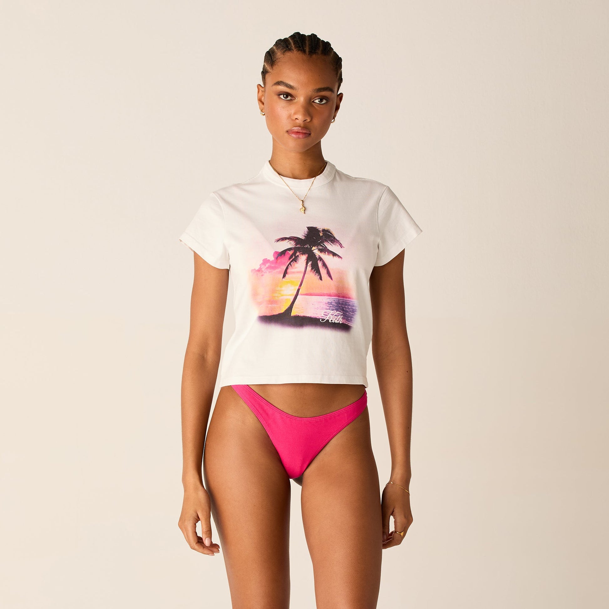 Women Kith Kith Women Sunset Palm Mulberry Vintage Tee - White