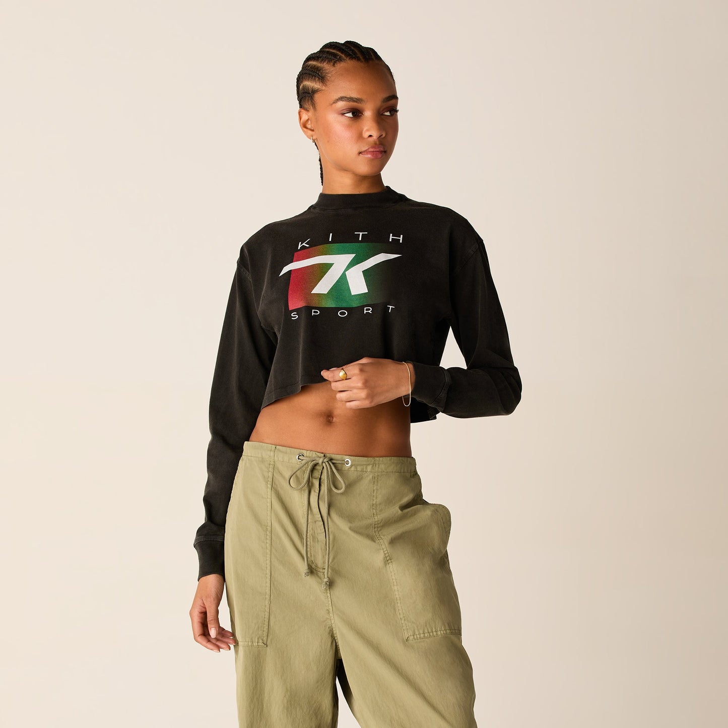 Women Kith Kith Women Jasper Gradient Sport Long Sleeve - Black