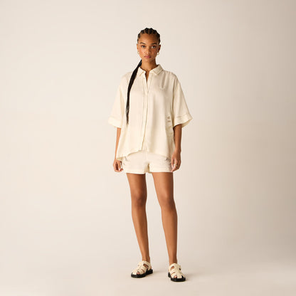 Women Kith Kith Women Thea II Broderie Crest Short - Waffle