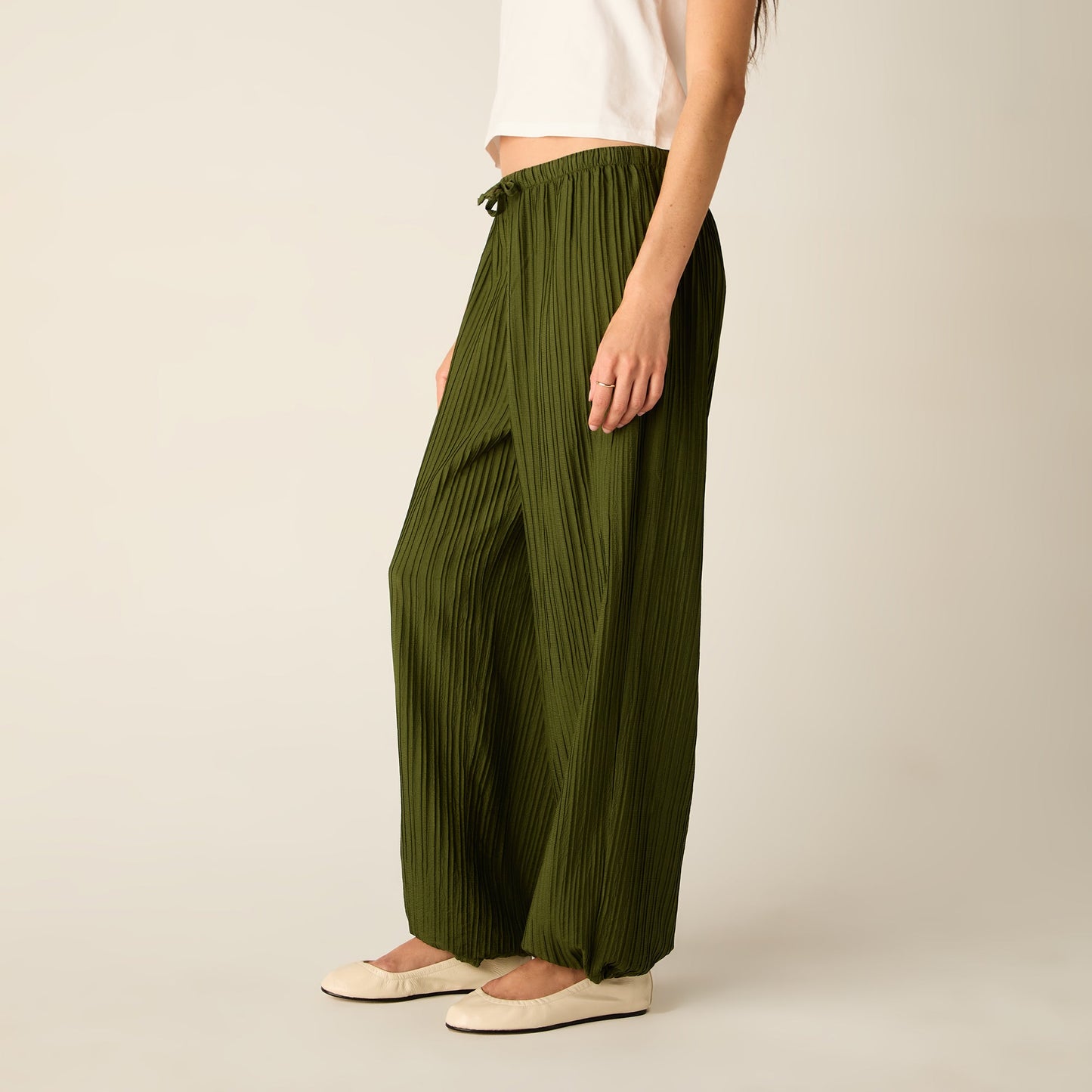 Women Kith Kith Women Kavi II Plisse Drawstring Pant - Kelp