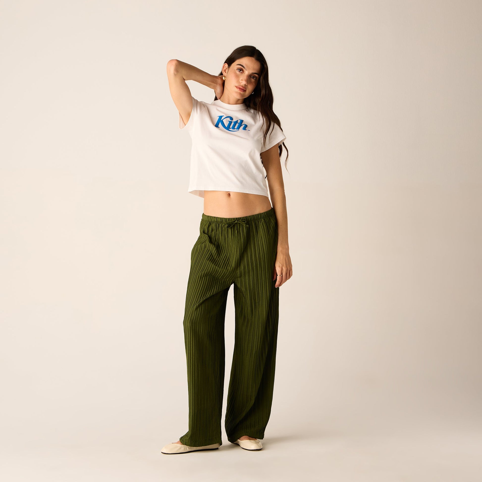 Women Kith Kith Women Kavi II Plisse Drawstring Pant - Kelp