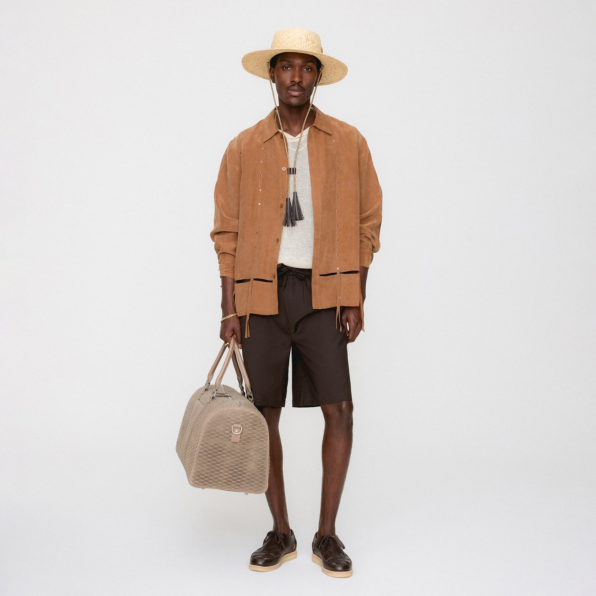 Men Kith &Kin Ribbon Long Sleeve Boxy Collared Overshirt - Modsy