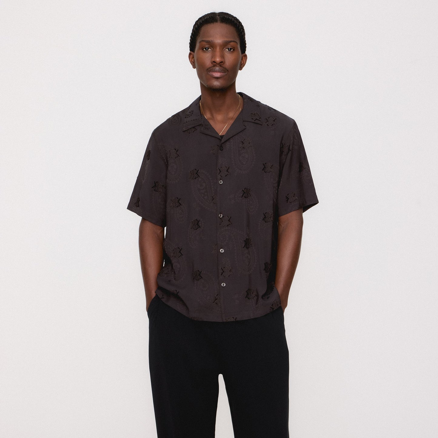 Men Kith Kith Short Sleeve Thompson Camp Collar Shirt - Kindling