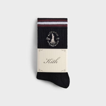 Men Kith Kith & Kin Logo Mid Crew Sock - Nocturnal