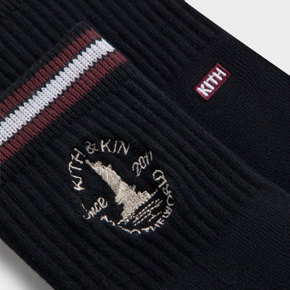 Men Kith Kith & Kin Logo Mid Crew Sock - Nocturnal