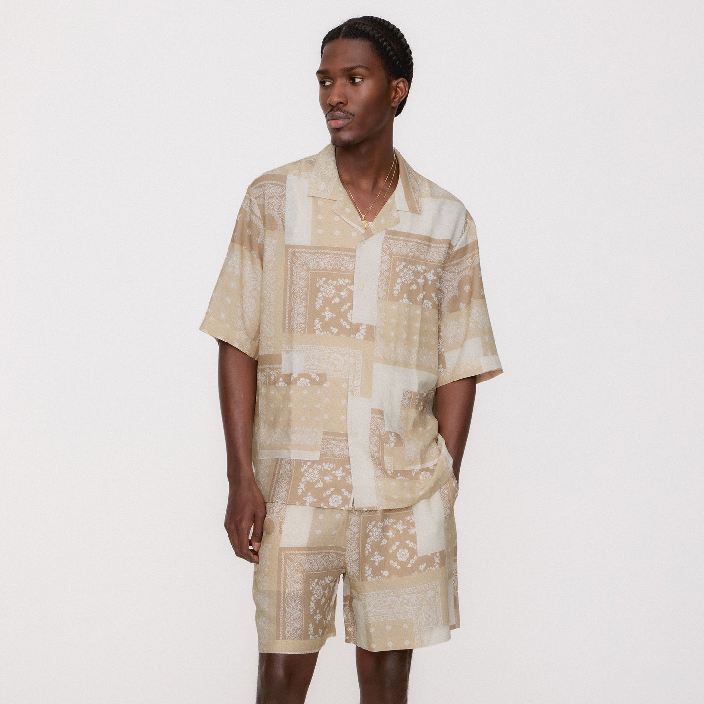 Men Kith Kith Silk Lyocell Bandana Reade Shirt - Canvas