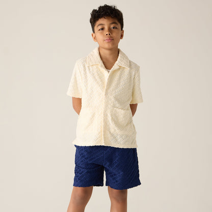 Kids Kith Kith Kids Monogram Terry Camp Shirt - Silk