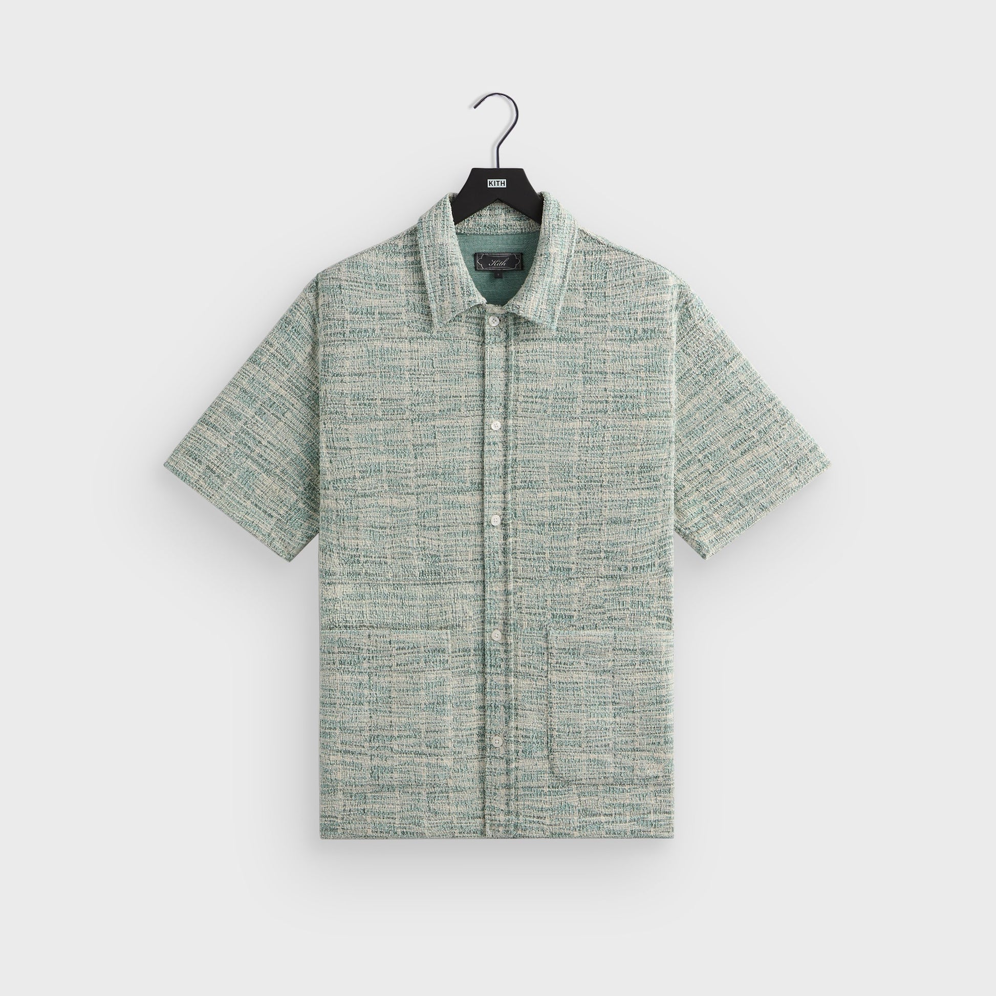 Men Kith Kith Tweed Short Sleeve Boxy Collared Overshirt - Mykonos