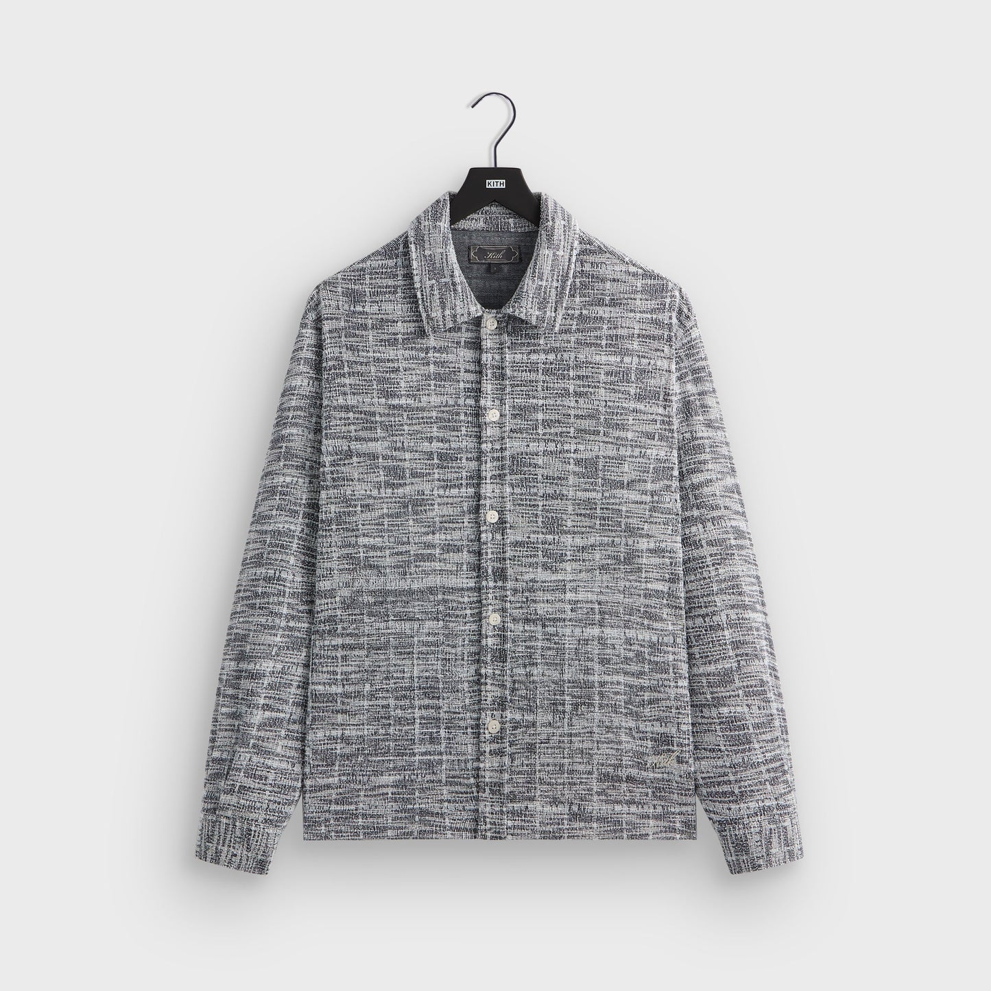 Men|Kids Kith Kith Tweed Long Sleeve Boxy Collared Overshirt - Nocturnal