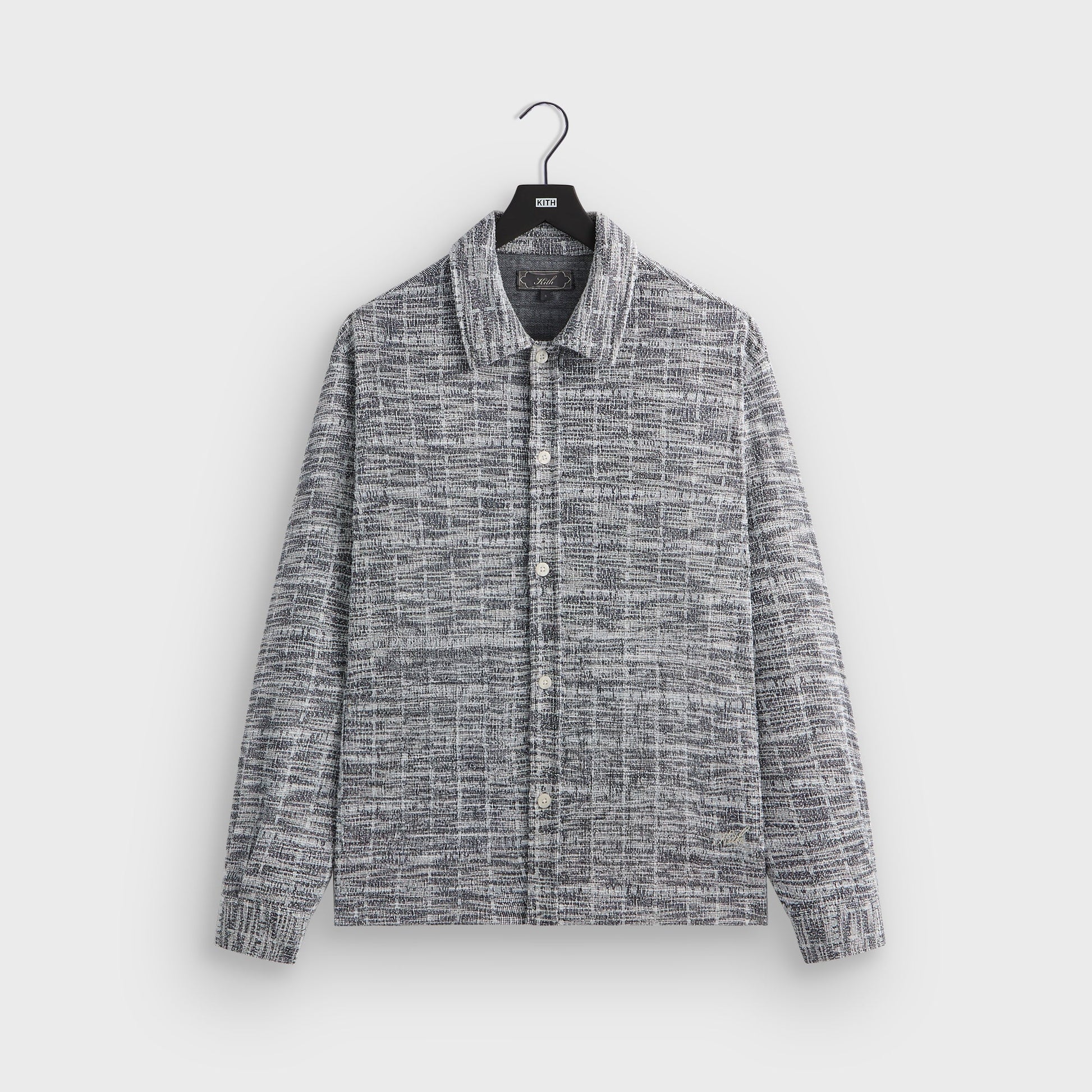 Men|Kids Kith Kith Tweed Long Sleeve Boxy Collared Overshirt - Nocturnal