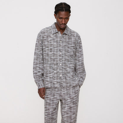 Men|Kids Kith Kith Tweed Long Sleeve Boxy Collared Overshirt - Nocturnal