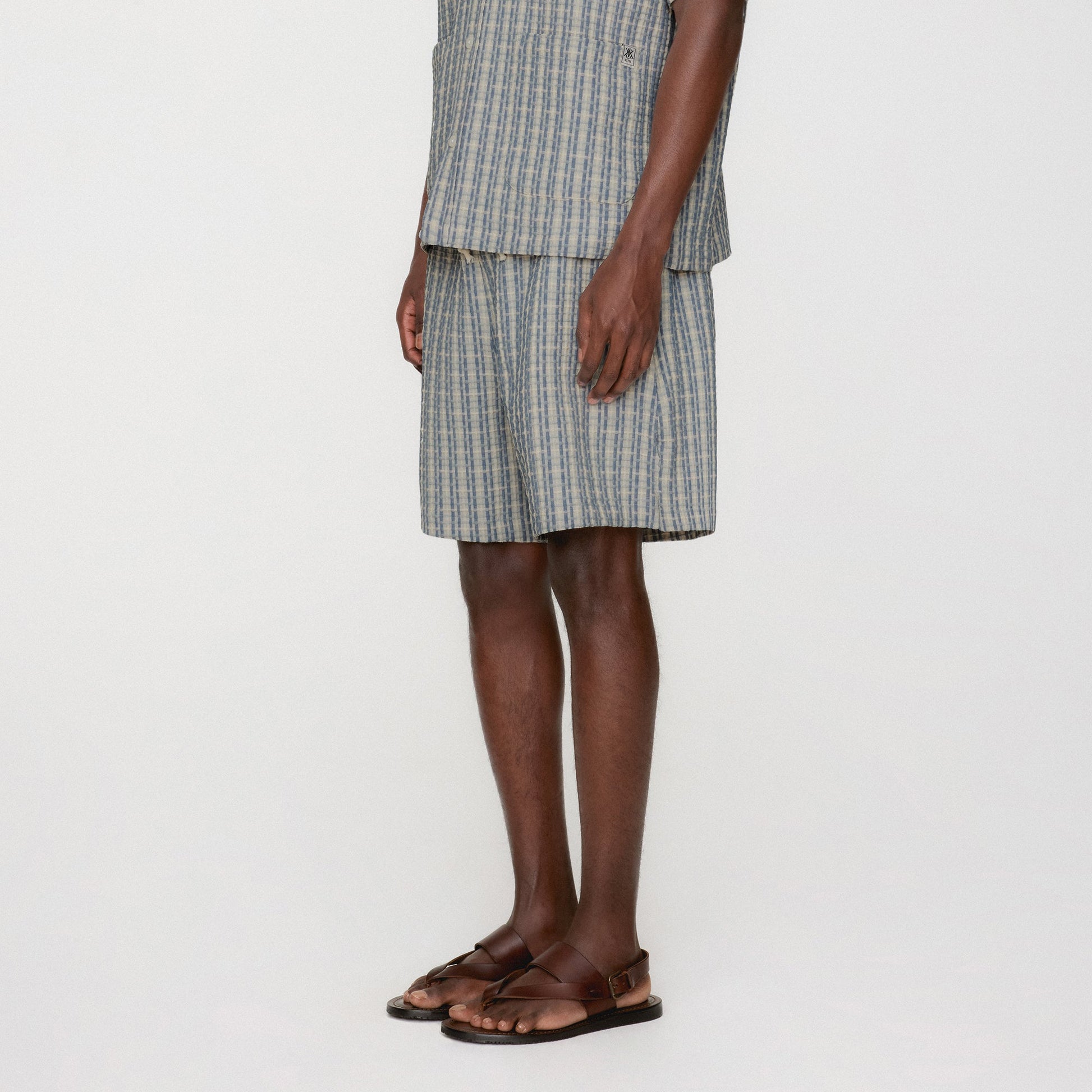 Men Kith Kith Bubble Check Active Short - Light Indigo