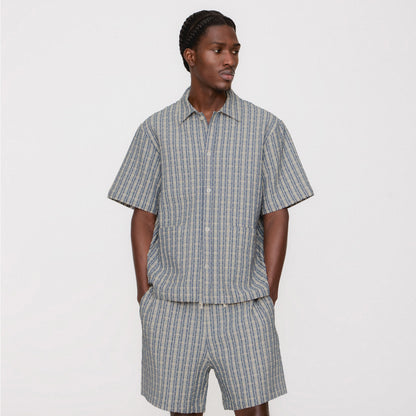 Men Kith Kith Bubble Check Active Short - Light Indigo