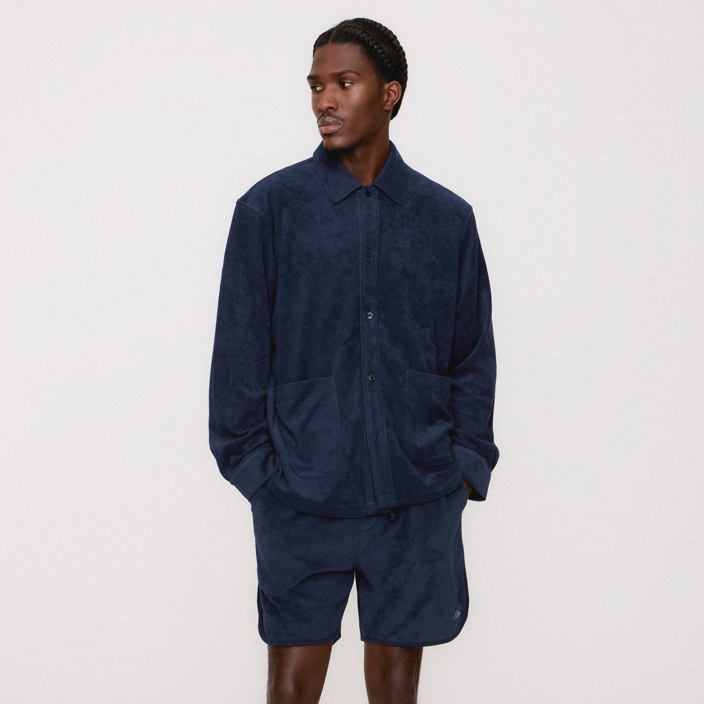 Men Kith Kith Terry Boxy Collared Overshirt - Nocturnal