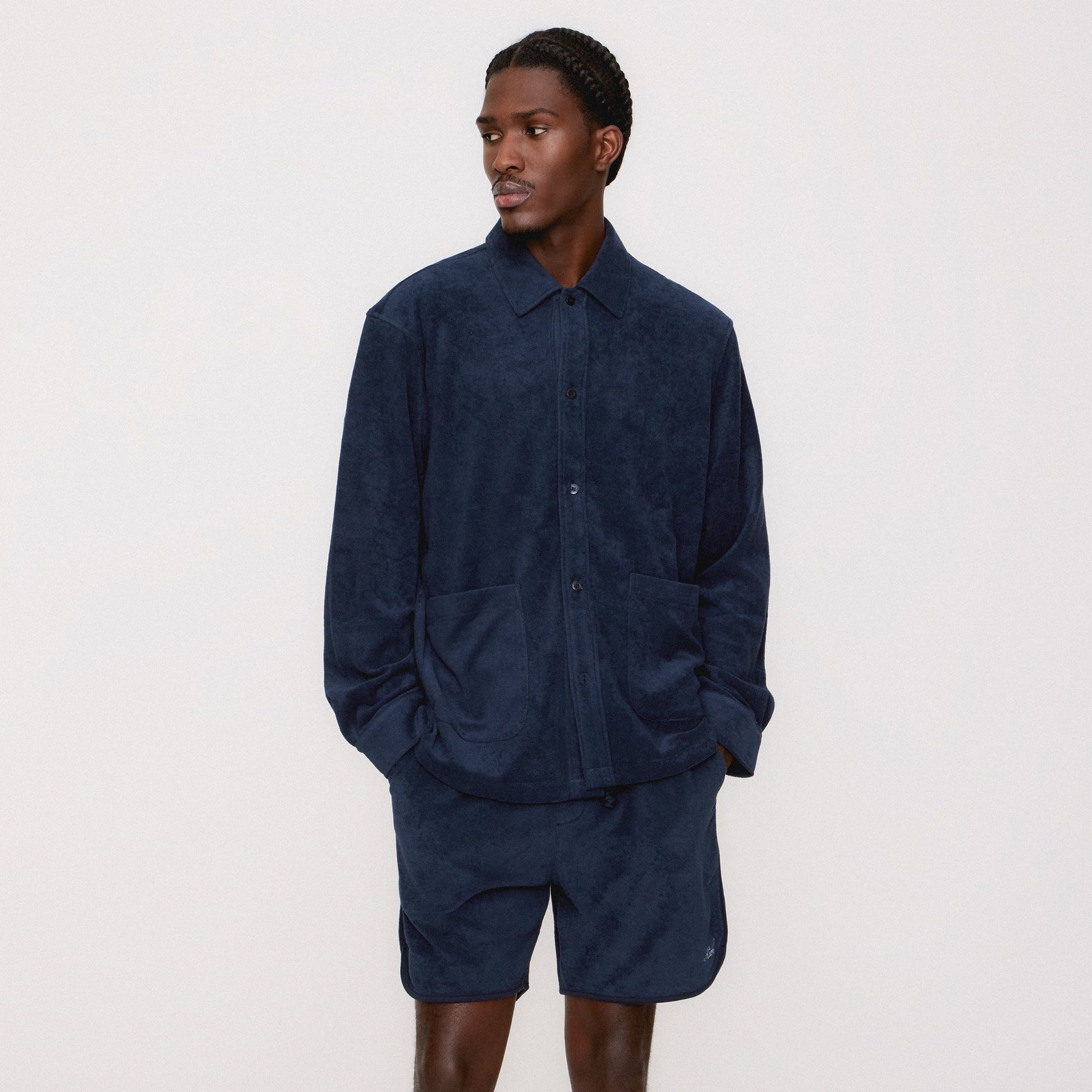 Men Kith Kith Terry Boxy Collared Overshirt - Nocturnal