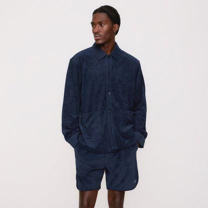 Men Kith Kith Terry Boxy Collared Overshirt - Nocturnal