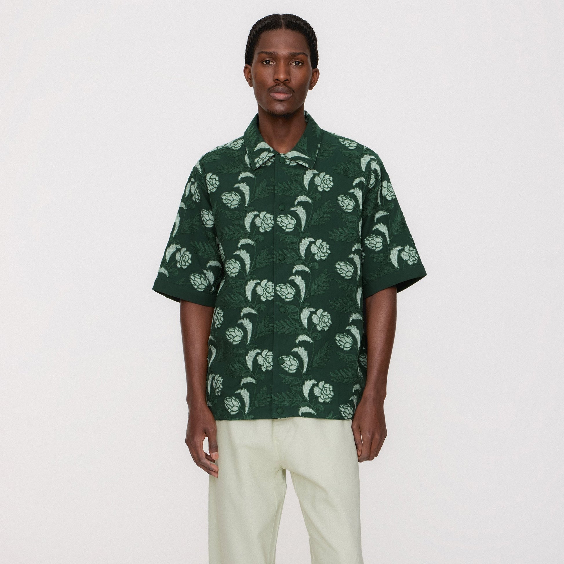 Men Kith Kith Embroidered Floral Woodpoint Shirt - Vitality