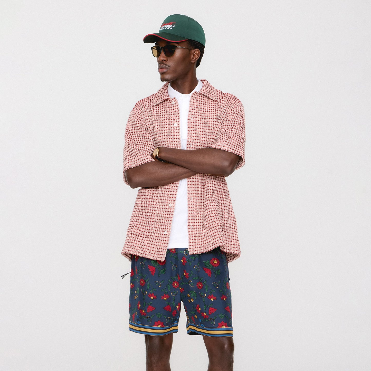 Men Kith Kith Geometric Diamond Short Sleeve Boxy Collared Overshirt - Bitters