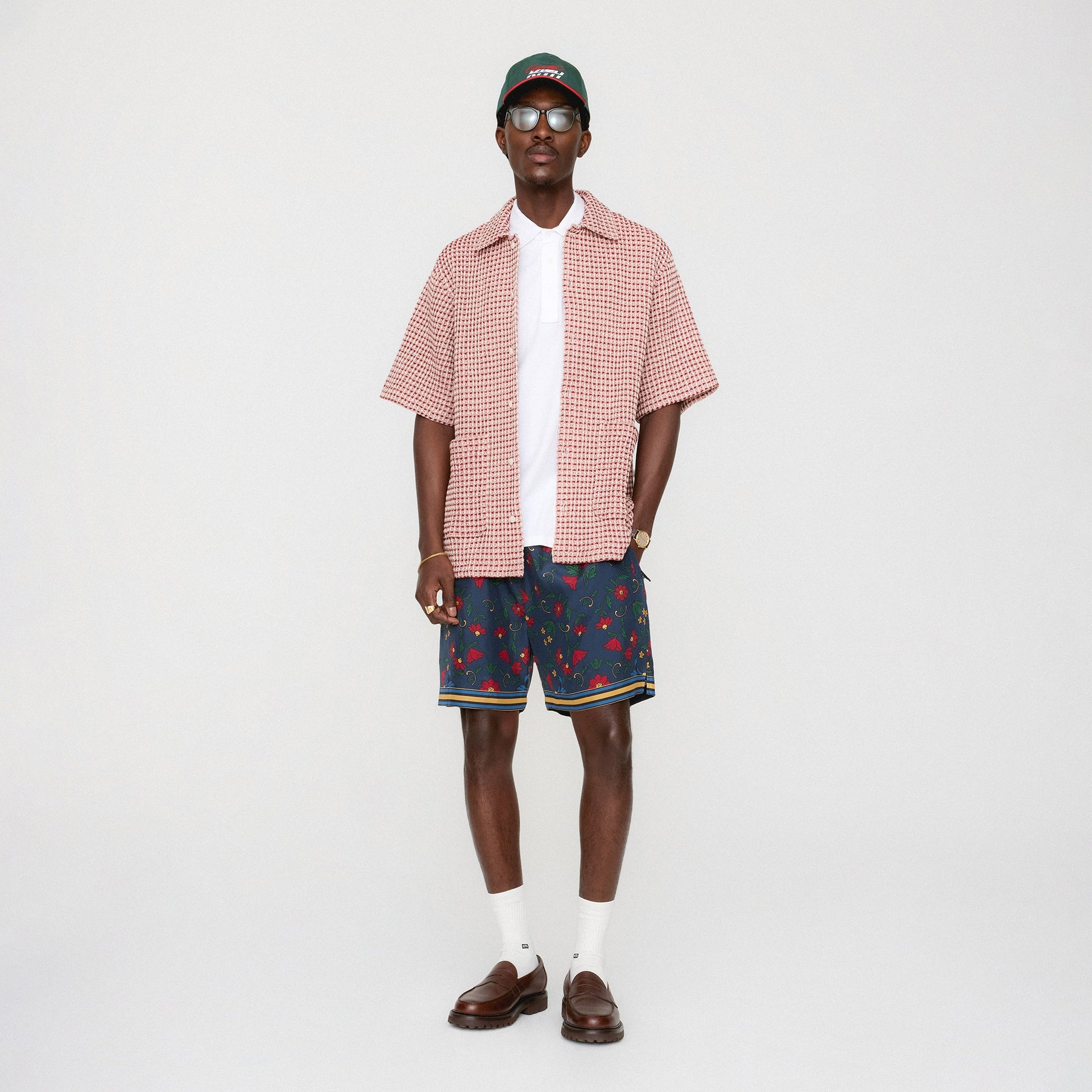 Men Kith Kith Geometric Diamond Short Sleeve Boxy Collared Overshirt - Bitters