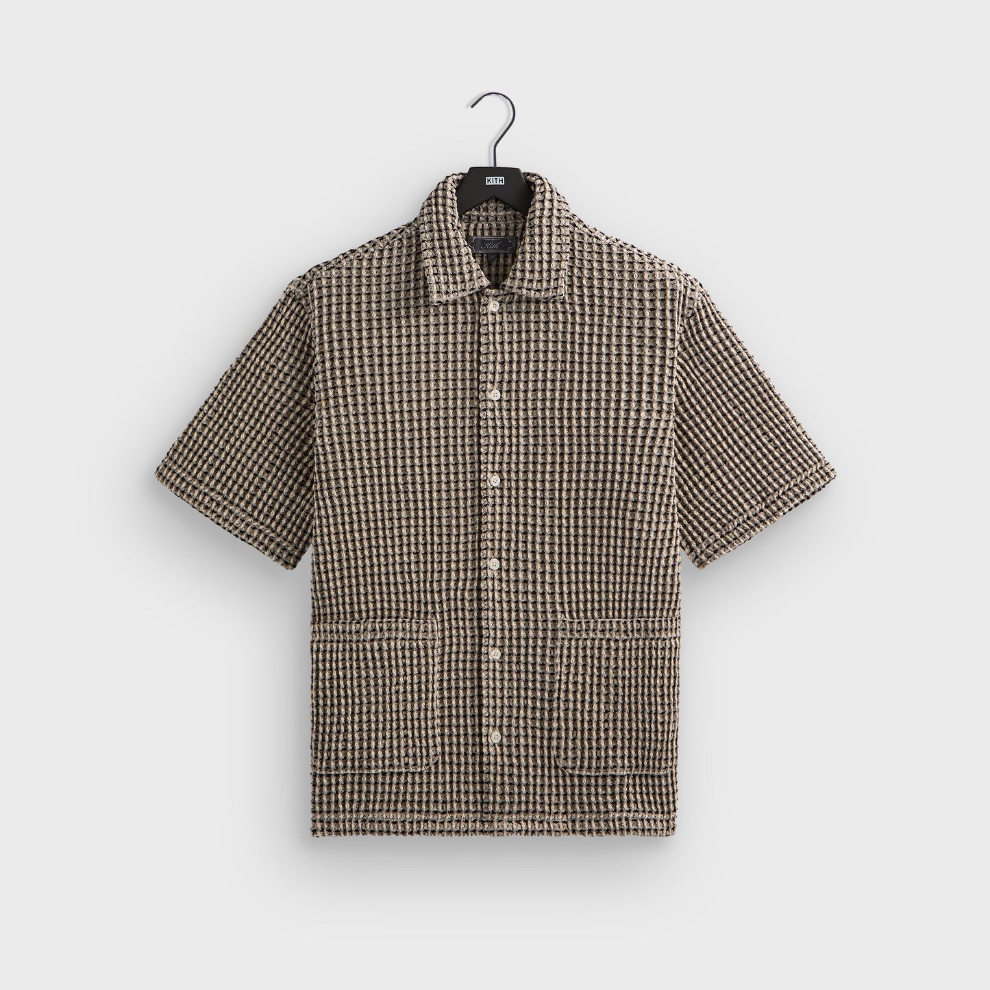 Men Kith Kith Geometric Diamond Short Sleeve Boxy Collared Overshirt - Black