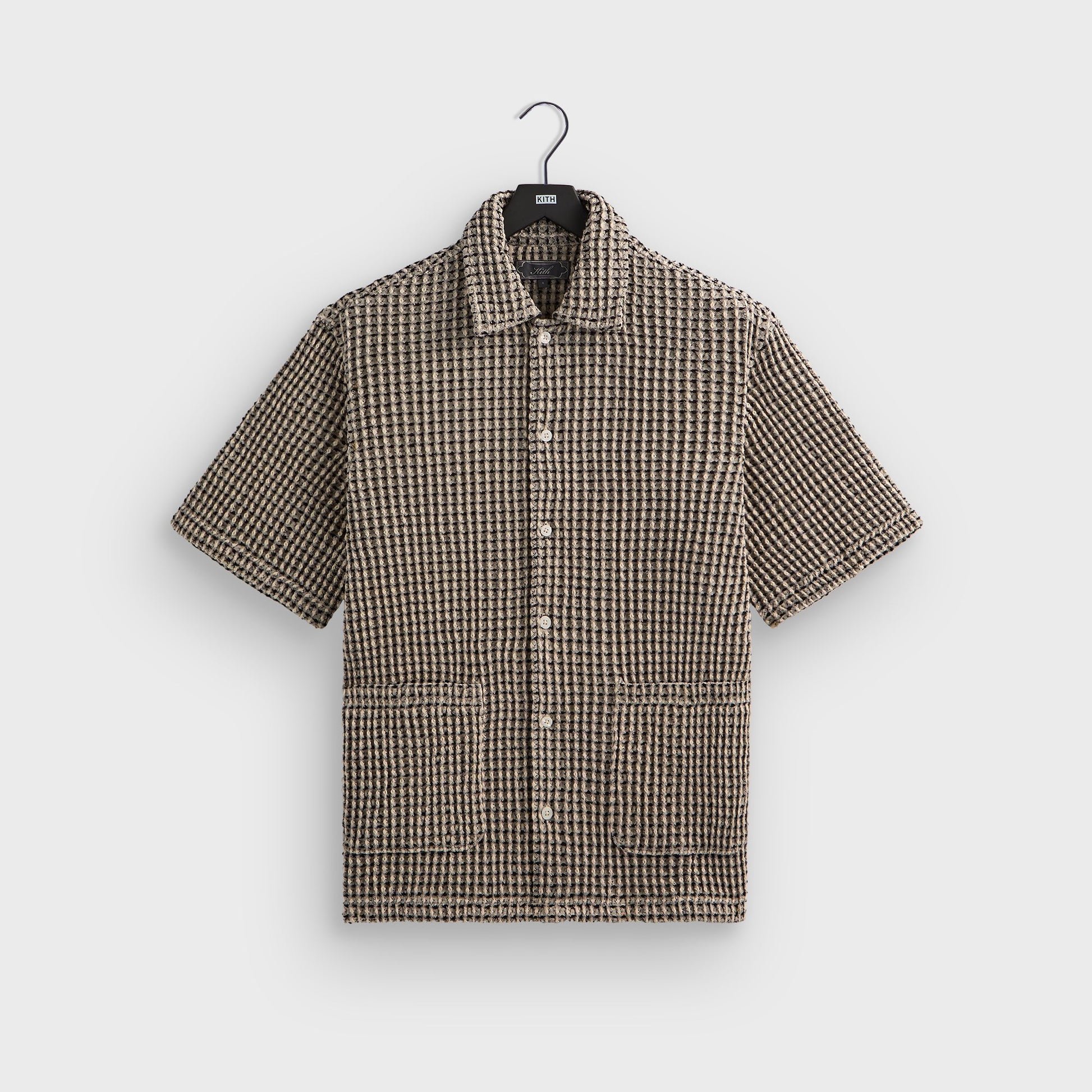 Men Kith Kith Geometric Diamond Short Sleeve Boxy Collared Overshirt - Black