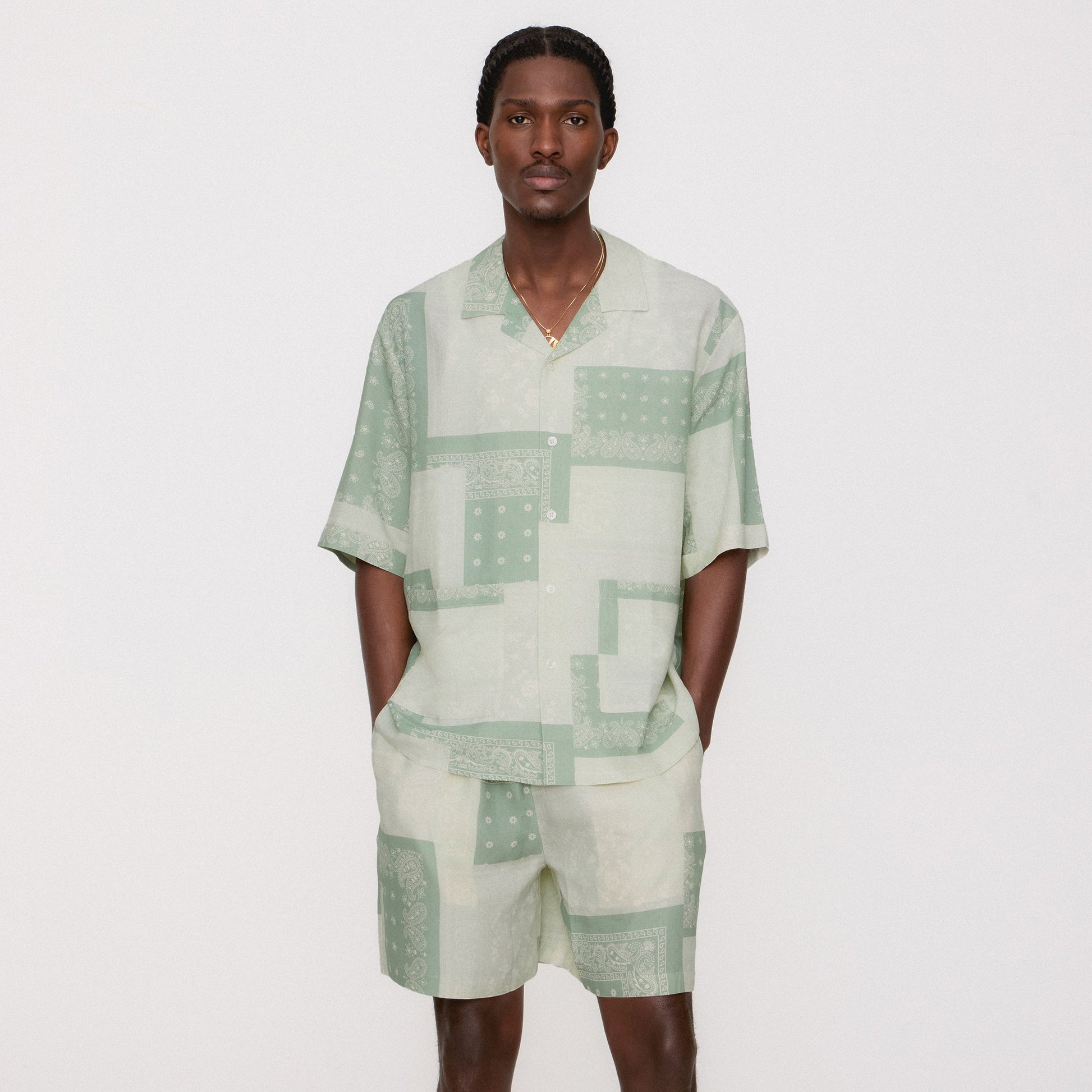 Men Kith Kith Silk Lyocell Bandana Cedar Short - Realm