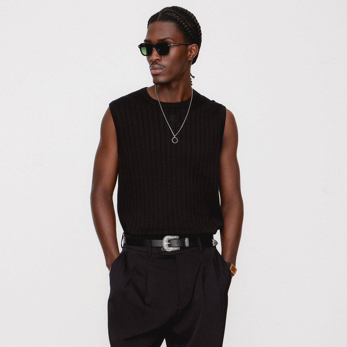 Men Kith Kith Rhys Knit Stripe Vest - Black