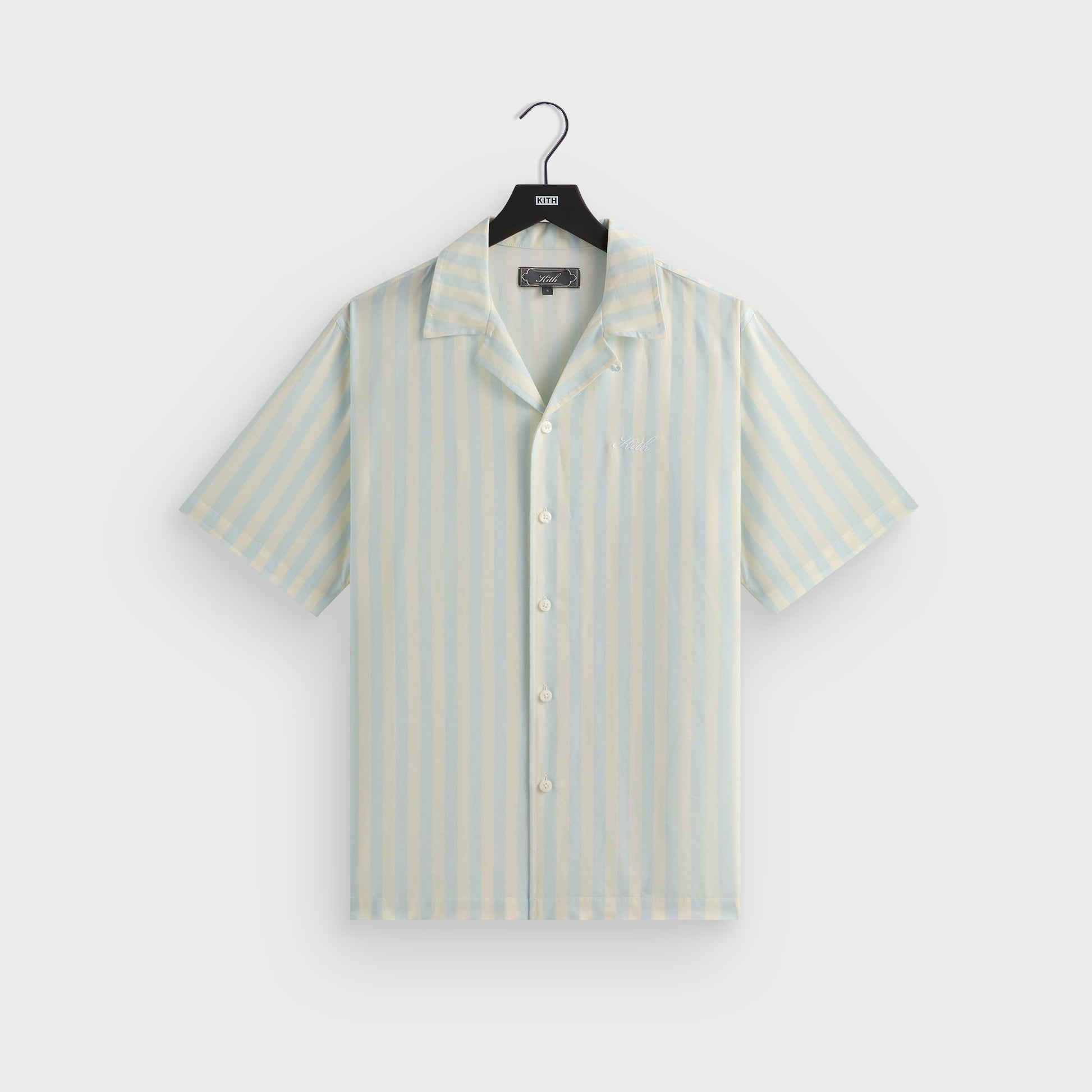 Men Kith Kith Striped Thompson Camp Collar Shirt - Light Indigo