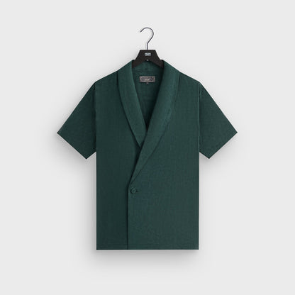 Men Kith Kith Cupro Linen Short Sleeve Thompson Crossover Shirt - Stadium