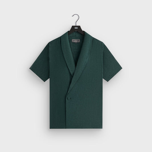 Men Kith Kith Cupro Linen Short Sleeve Thompson Crossover Shirt - Stadium