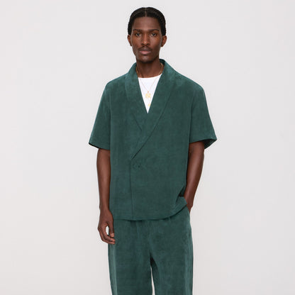 Men Kith Kith Cupro Linen Short Sleeve Thompson Crossover Shirt - Stadium
